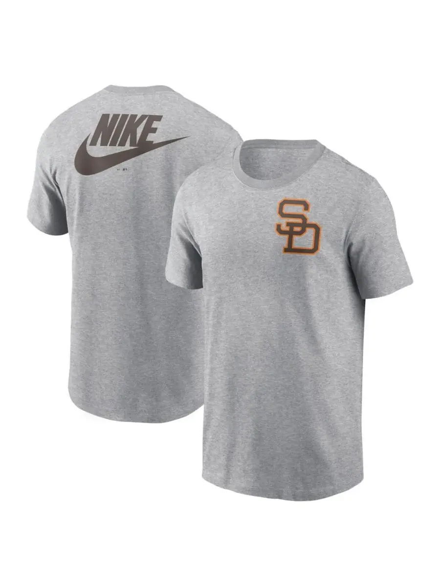 Nike Мужская футболка серого цвета с крупным логотипом San Diego Padres Cooperstown Collection