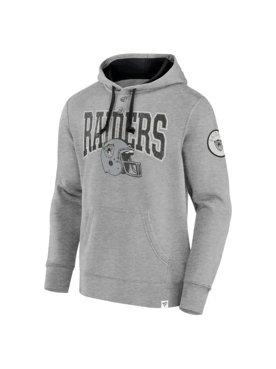 Fanatics Мужская толстовка с капюшоном и логотипом команды Las Vegas Raiders — изображение 3 из 3, серый