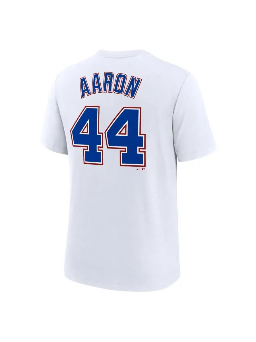 Nike Мужская футболка Hank Aaron White Atlanta Braves Cooperstown Collection Tri-Blend с именем и — изображение 3 из 3, белый