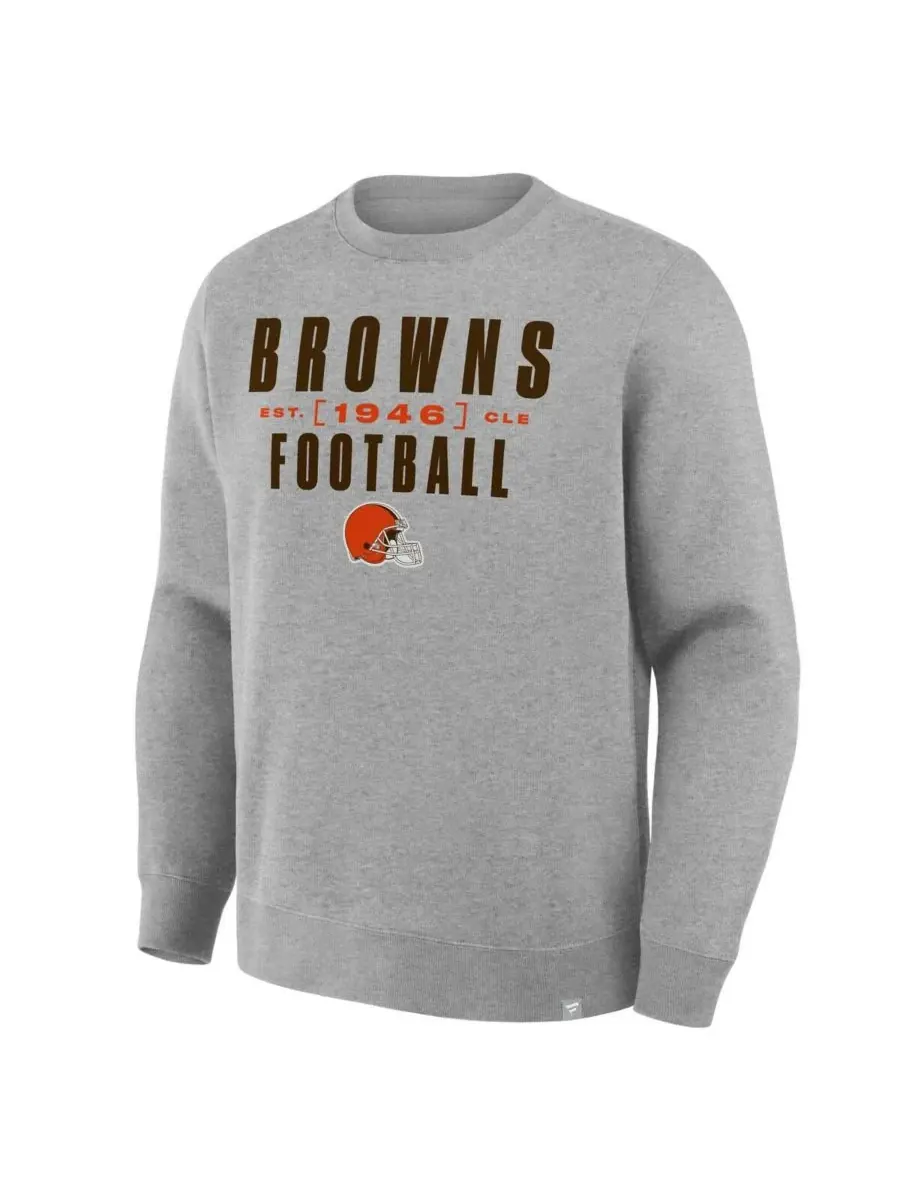 Fanatics Мужская толстовка-пуловер Cleveland Browns Powerful Throw Legacy серого цвета меланжевого — изображение 4 из 5