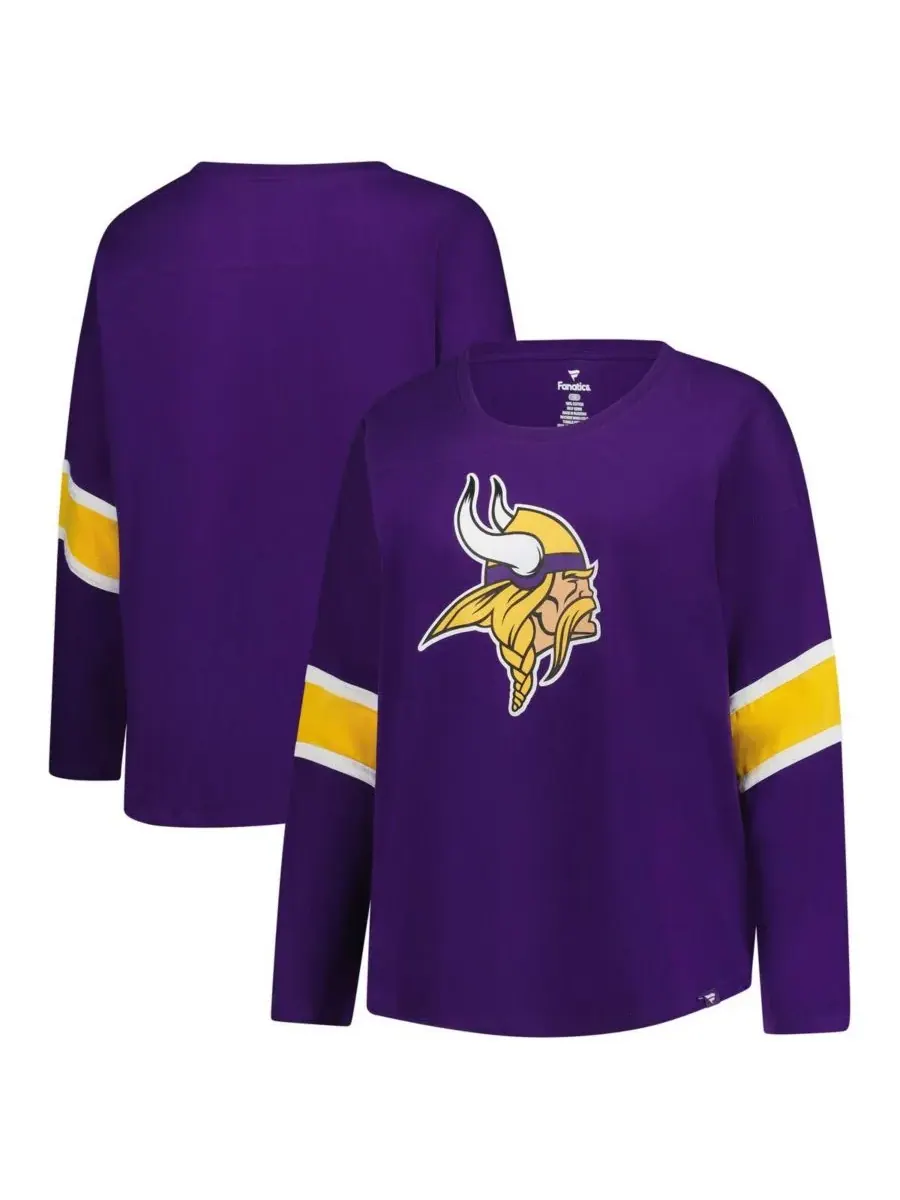 Fanatics Женская фиолетовая футболка больших размеров Minnesota Vikings Redzone с рукавами 3/4 и