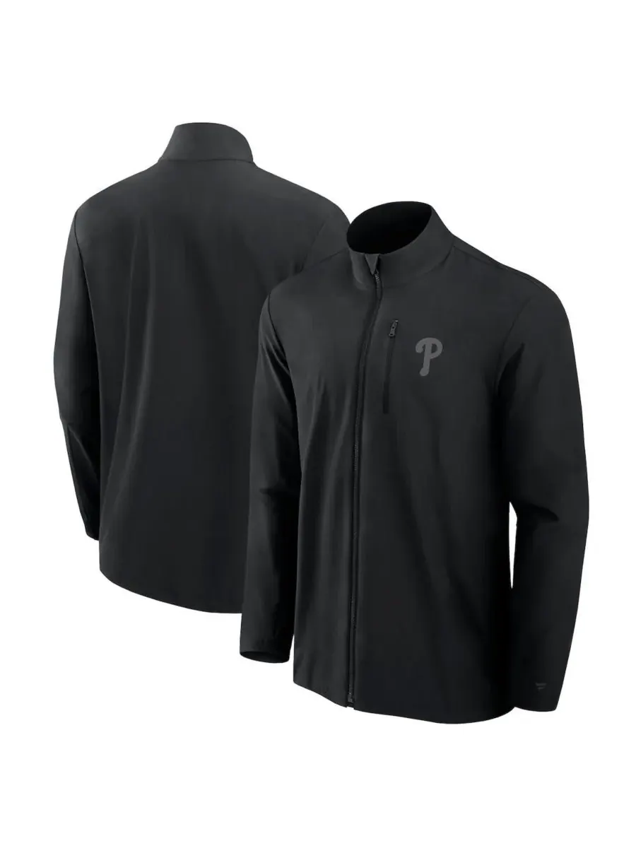 Fanatics Мужская черная тканая куртка на молнии с символикой команды Philadelphia Phillies Front