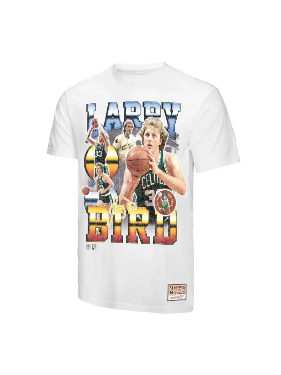 Mitchell & Ness Мужская белая футболка с коллажем в честь Ларри Берда и команды Boston Celtics — изображение 2 из 3, белый