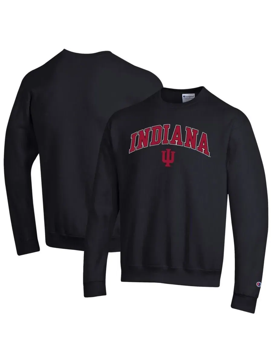 Мужская черная толстовка с логотипом Indiana Hoosiers Arch Over Logo Champion