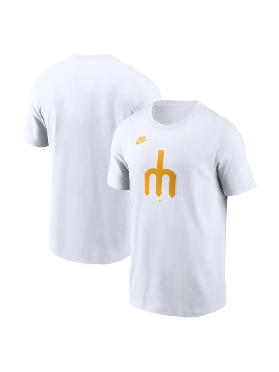 Мужская белая футболка Seattle Mariners Cooperstown Collection с логотипом Nike