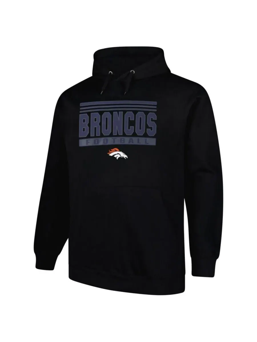 Fanatics Мужская черная толстовка с капюшоном Denver Broncos Big Tall Pop — изображение 2 из 3, черный