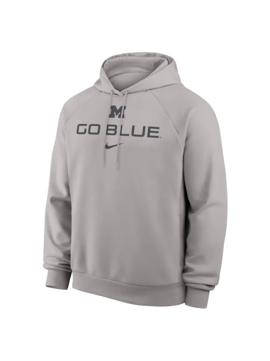 Худи с рагланом и капюшоном Michigan Wolverines Premium Performance Raglan Dri-FIT Nike — изображение 2 из 3, серый