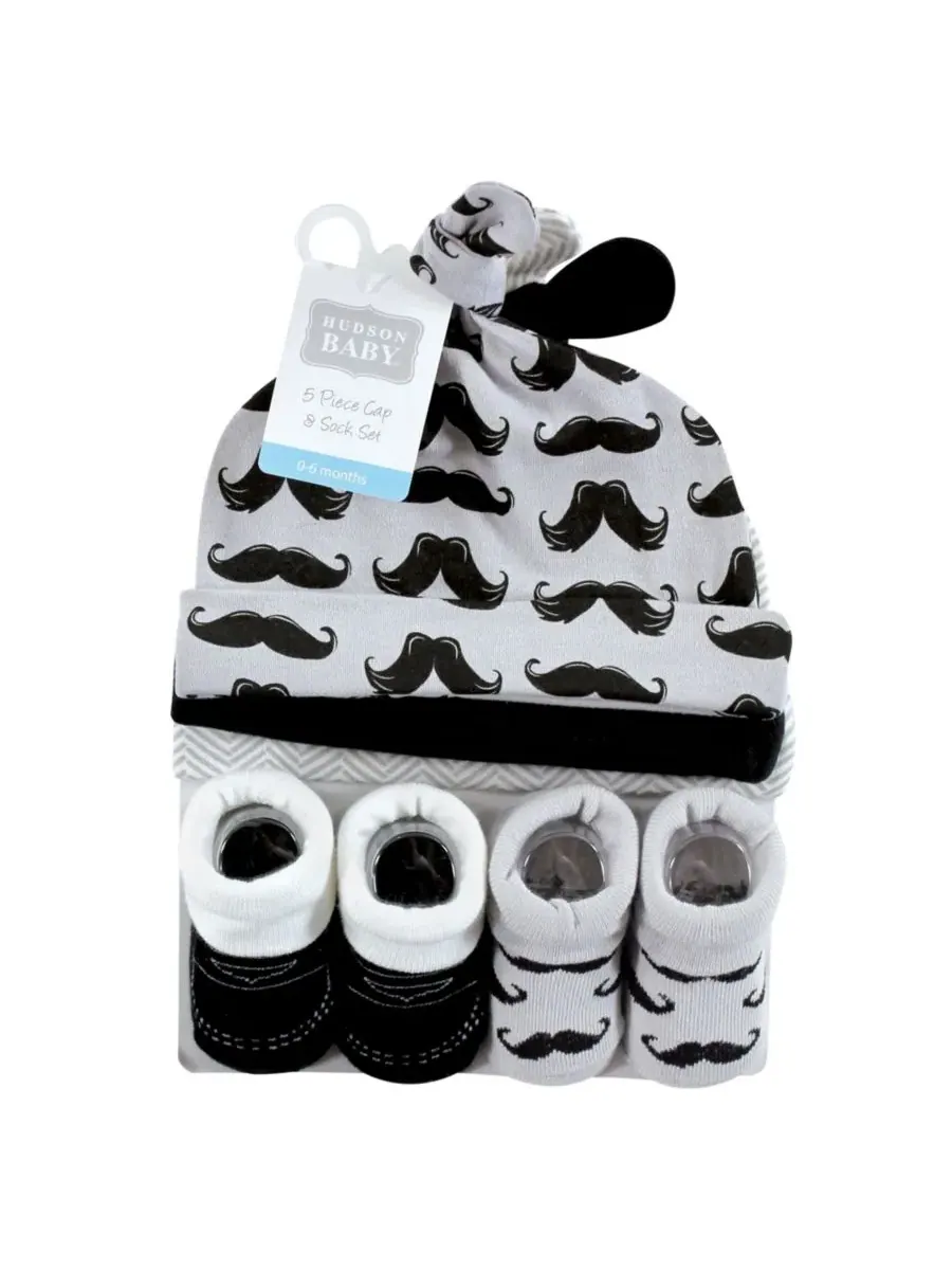 Детская кепка и носки в одном комплекте Hudson Baby, Mustache — изображение 2 из 5