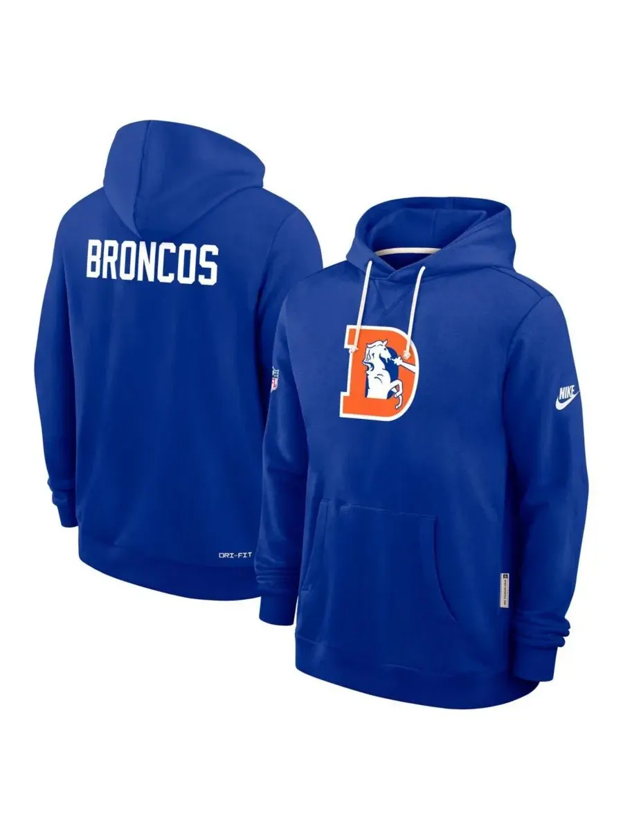 Толстовка с капюшоном Nike Royal Denver Broncos Sideline Offensive Set Play Performance Pullover — изображение 4 из 5