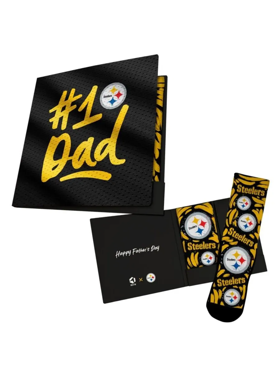 Носки с подарком-открыткой #1 Dad, Pittsburgh Steelers Rock Em Socks