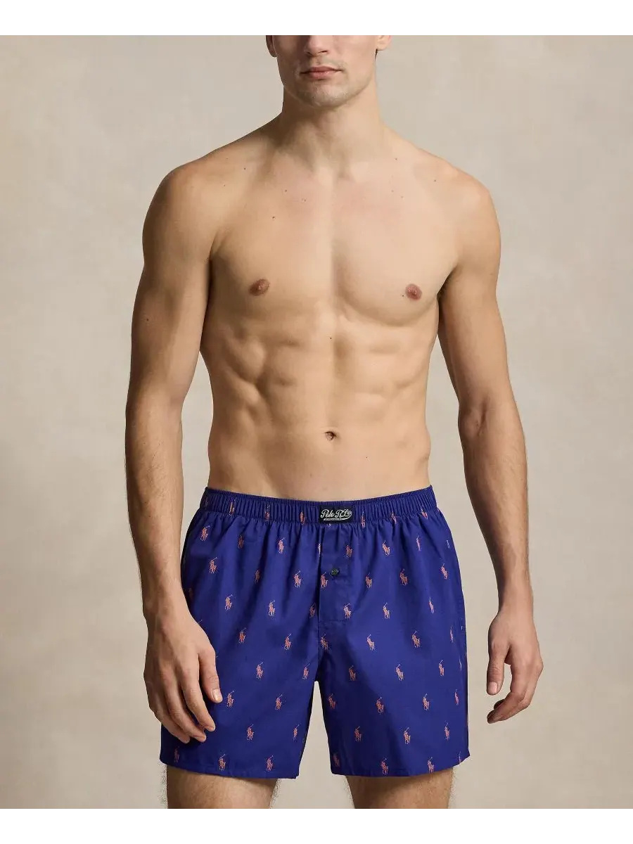 Мужские классические тканые боксерские трусы Polo Ralph Lauren, Boston Royal/ Spring Melon