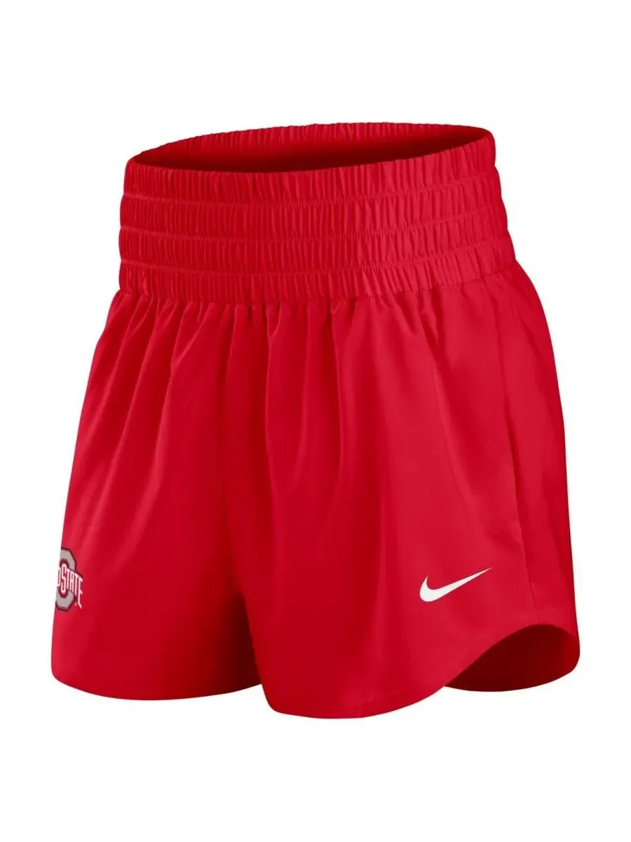 Шорты Nike Performance One Dri-FIT с высокой посадкой, Ohio State Buckeyes — изображение 2 из 5, алый