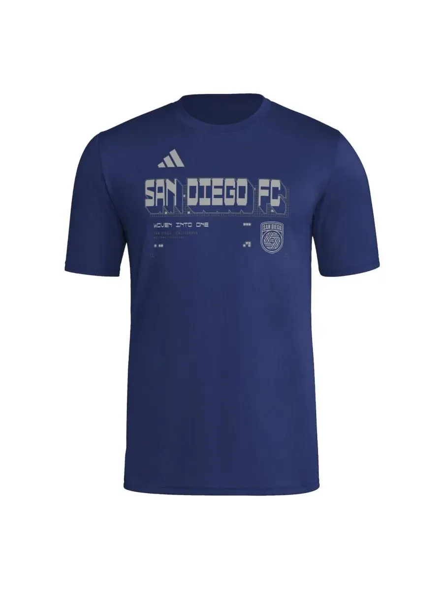 Футболка с коротким рукавом 2026 Anthem AEROREADY Pregame San Diego FC adidas — изображение 2 из 3, темно-синий