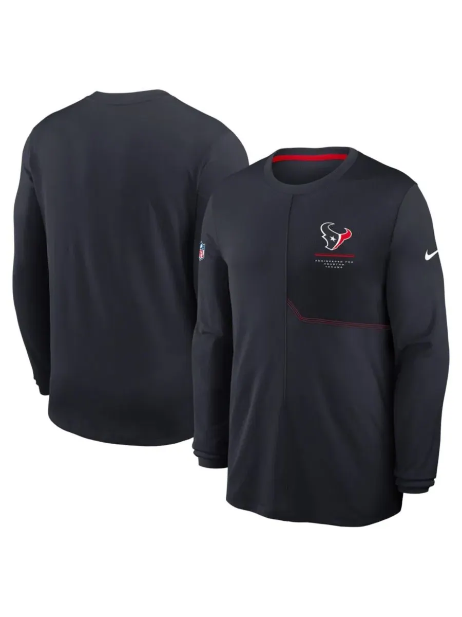 Футболка с длинным рукавом Nike Houston Texans Sideline Coaches UV Dri-FIT