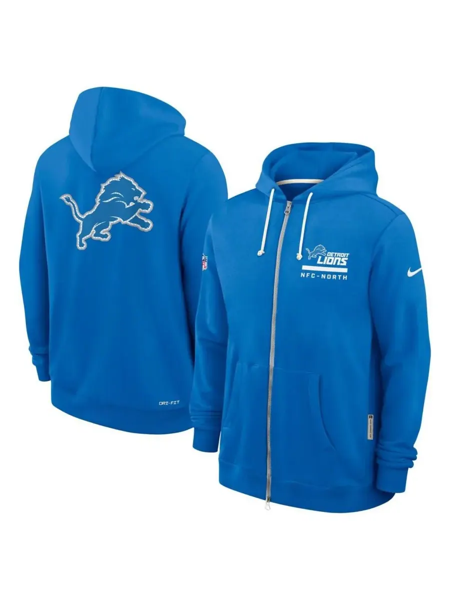 Nike Мужская синяя толстовка на молнии Detroit Lions Sideline Standard Issue Utility Player Dri-FIT — изображение 5 из 5