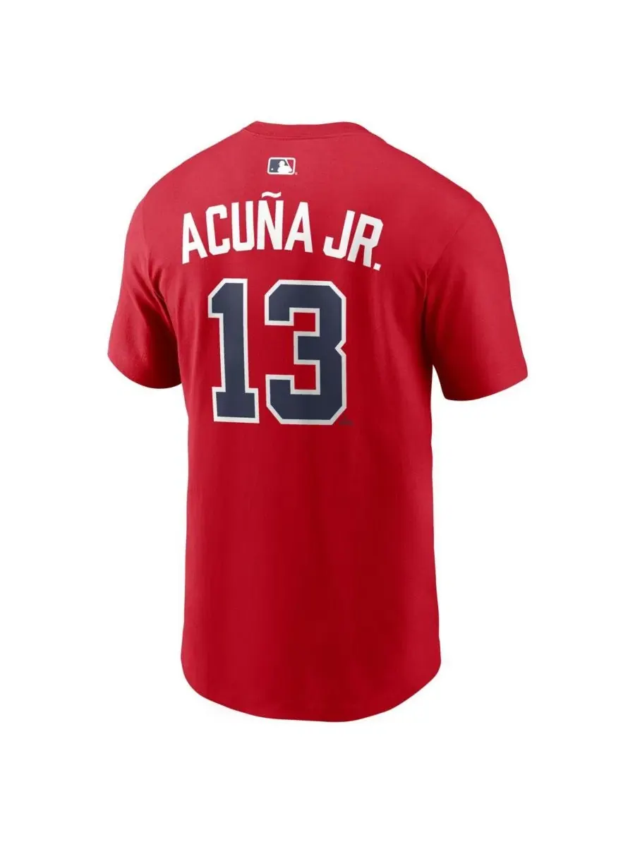Футболка с именем и номером Ronald Acuna Jr. Nike — изображение 3 из 3, красный