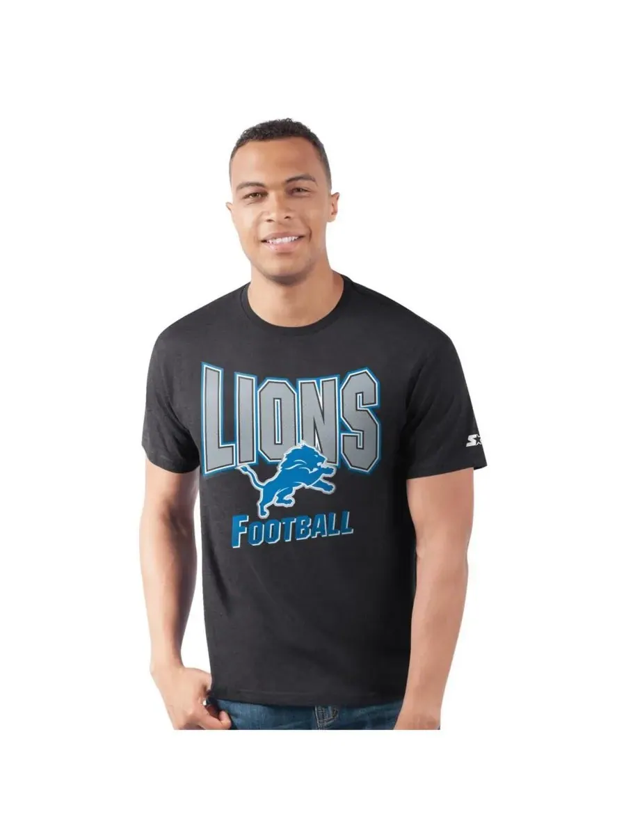 Starter Мужская футболка Detroit Lions Prime Time цвета меланж (черный)