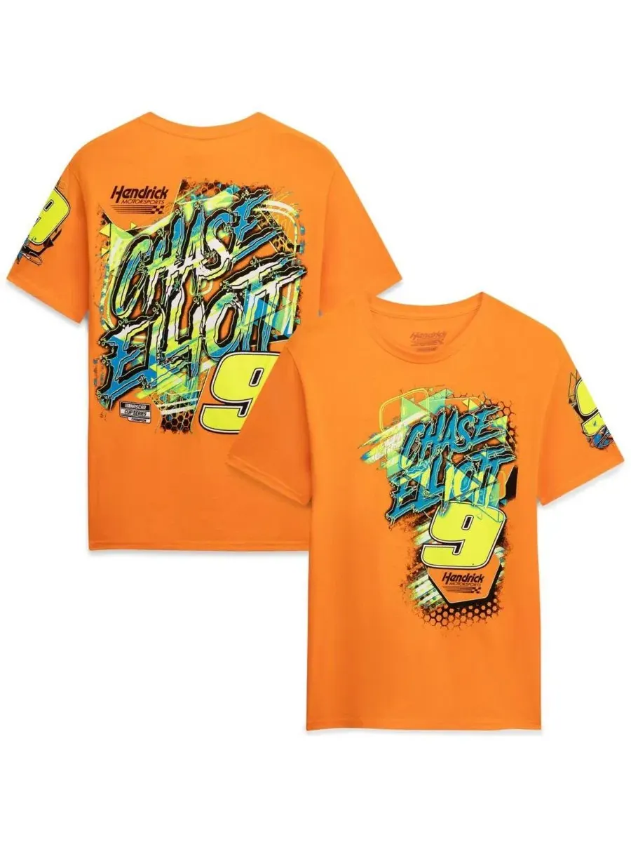 Футболка с принтом Chase Elliott 9 Neon Xxplosion Classic Ink USA — оранжевый