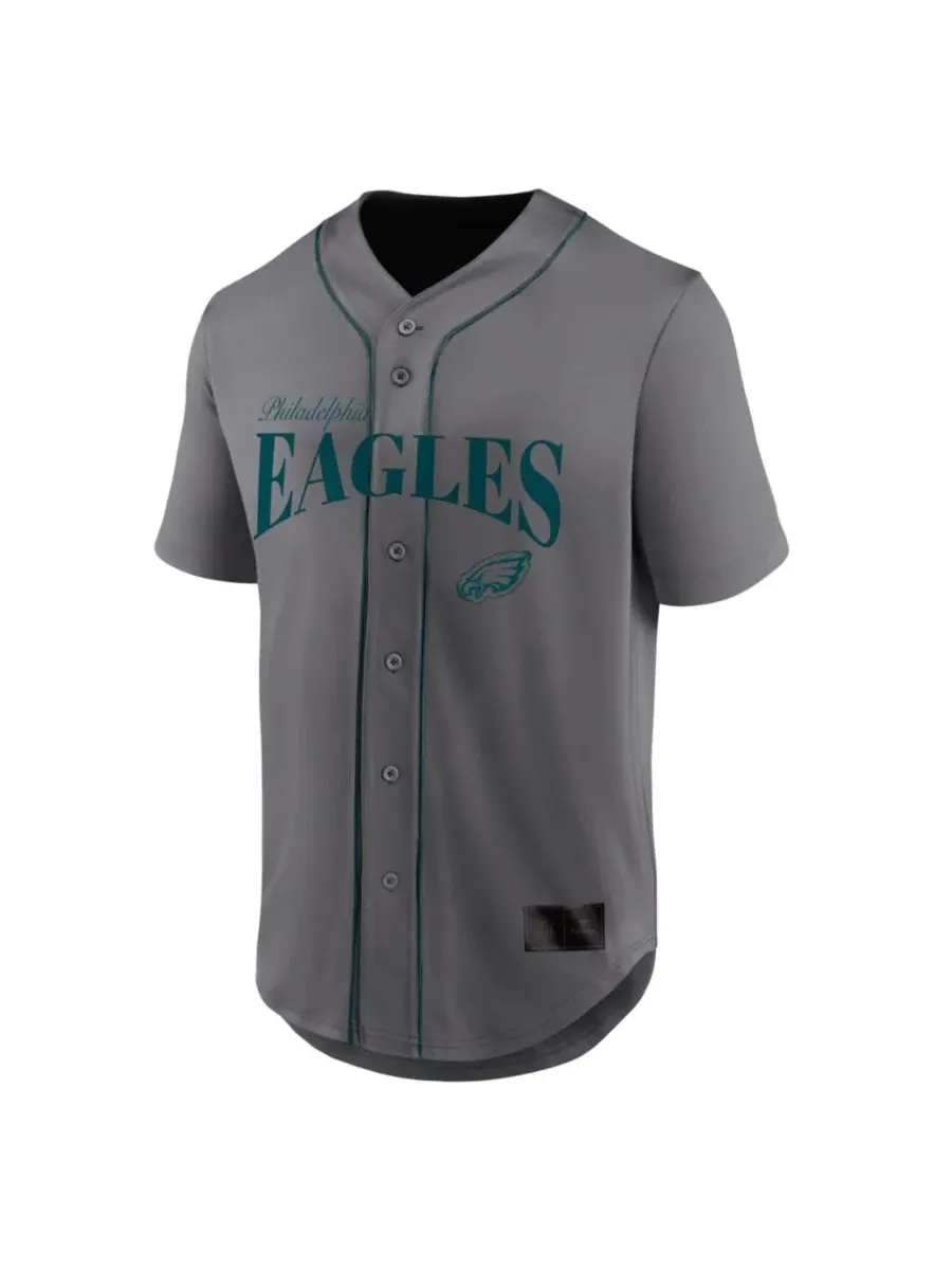 Рубашка-поло с принтом Philadelphia Eagles After Hours Button-Up Fanatics — изображение 2 из 2, серый фиолетовый
