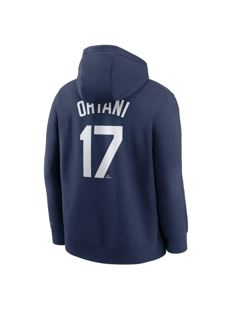 Nike Мужская флисовая толстовка Shohei Ohtani темно-синего цвета с именем и номером игрока команды — изображение 2 из 3