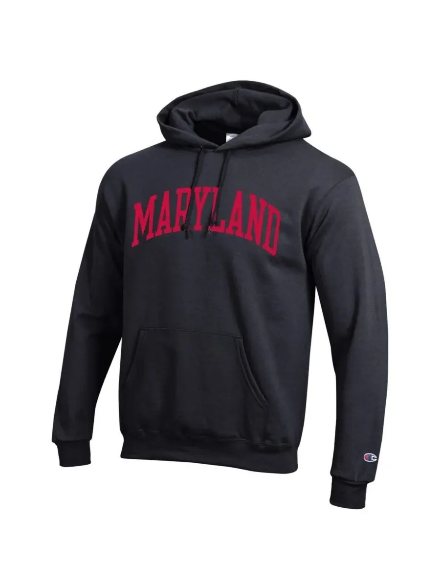 Champion Мужская черная флисовая толстовка с капюшоном Maryland Terrapins Basic Arch — изображение 2 из 3, черный