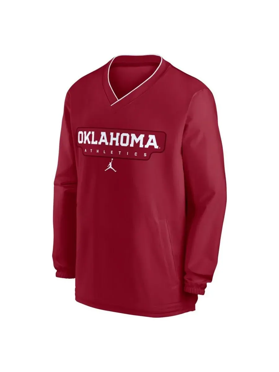 Jordan Мужская ветровка-пуловер с символикой команды Oklahoma Sooners 2024 года — изображение 2 из 3, красный
