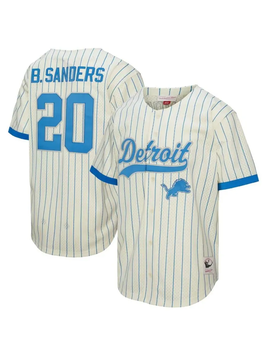 Mitchell & Ness Мужская бейсбольная майка кремового цвета с фамилией Барри Сандерса и номером