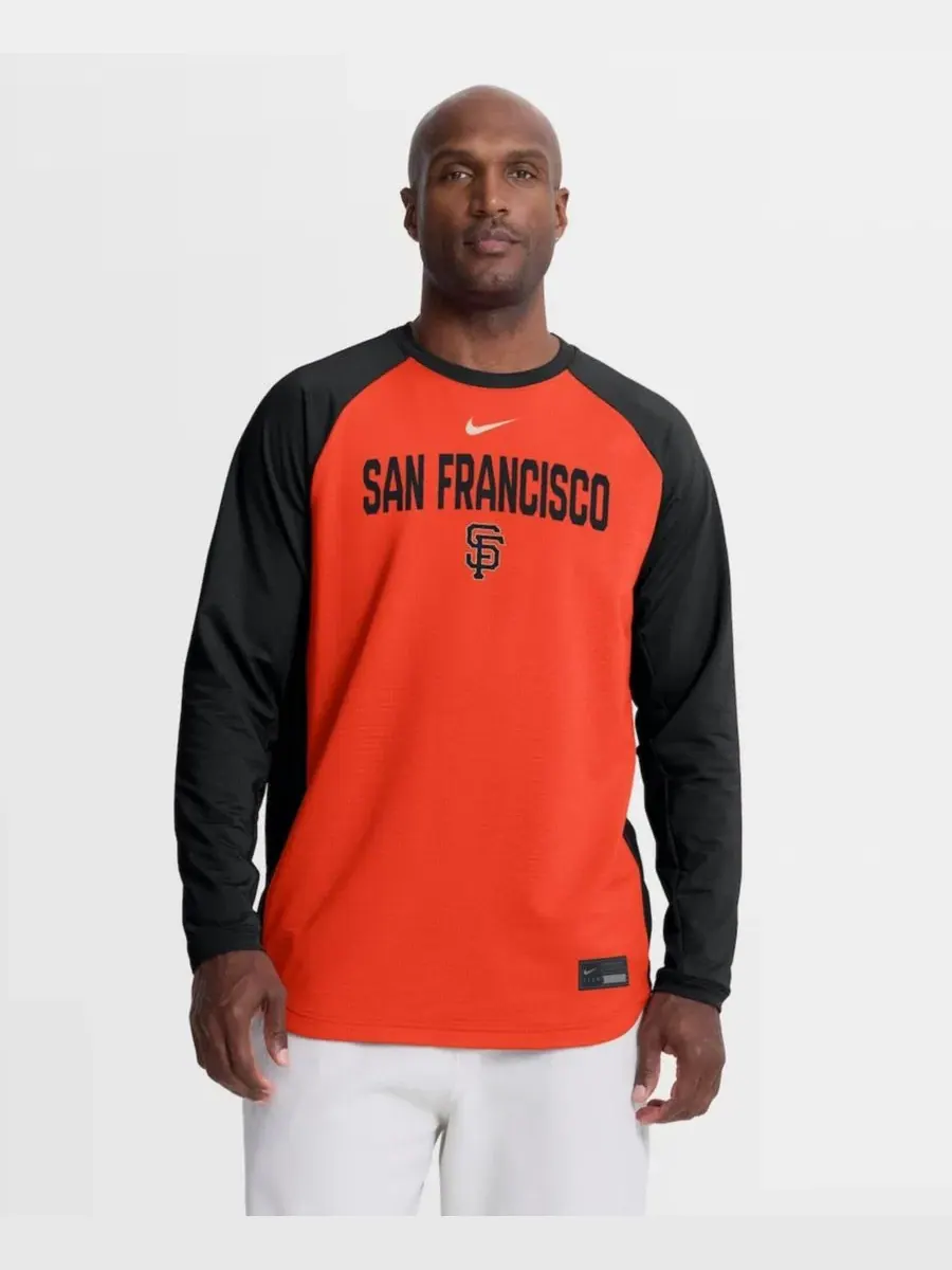 Мужская оранжевая толстовка San Francisco Giants из аутентичной коллекции с рукавами реглан и
