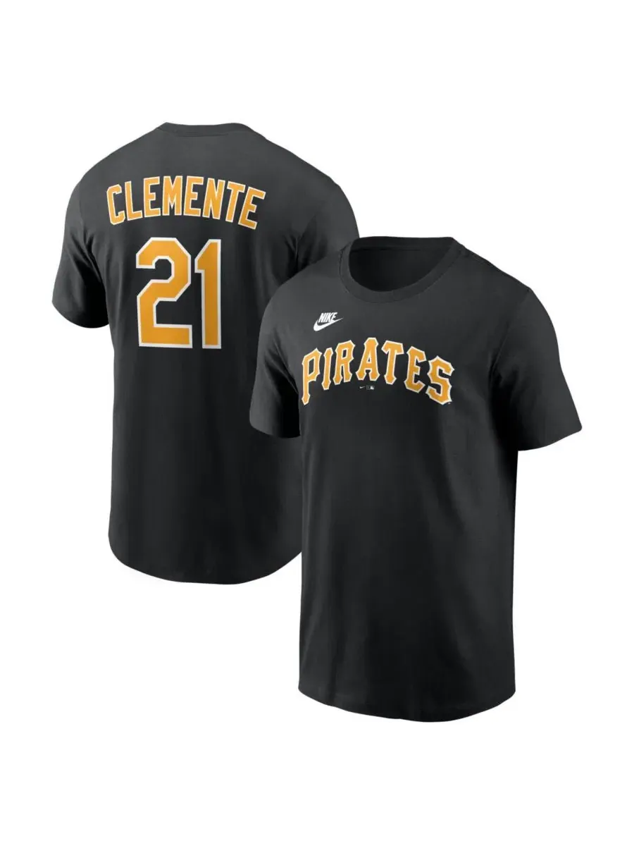 Мужская черная футболка Roberto Clemente Pittsburgh Pirates Cooperstown Collection с именем и