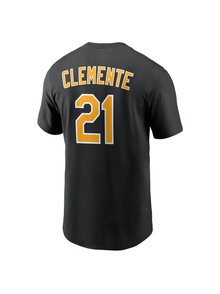 Мужская черная футболка Roberto Clemente Pittsburgh Pirates Cooperstown Collection с именем и — изображение 3 из 3, черный