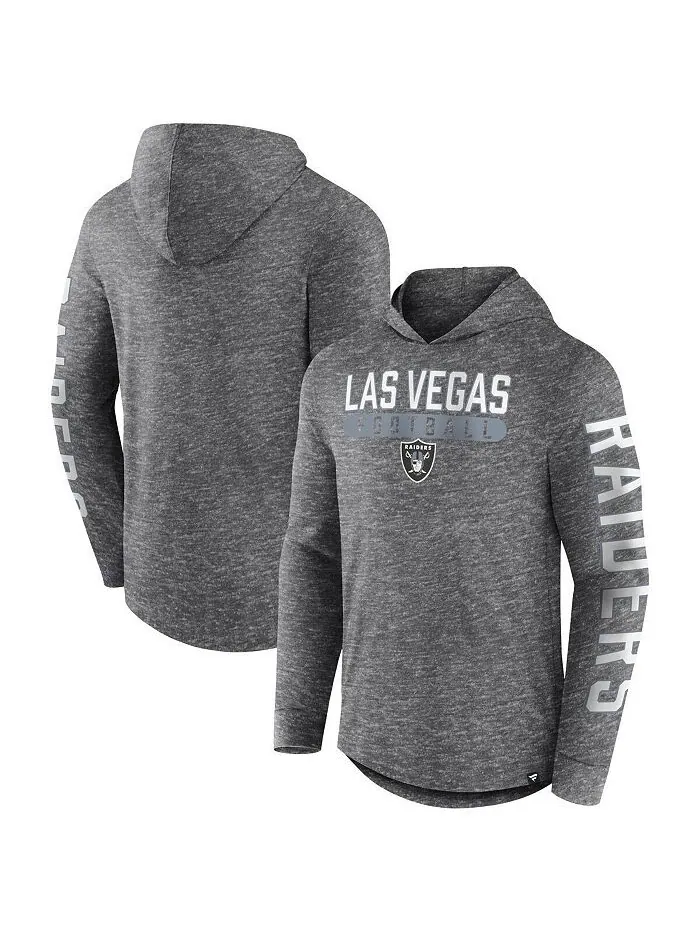 Мужская футболка с капюшоном с длинными рукавами и логотипом Heather Charcoal Las Vegas Raiders