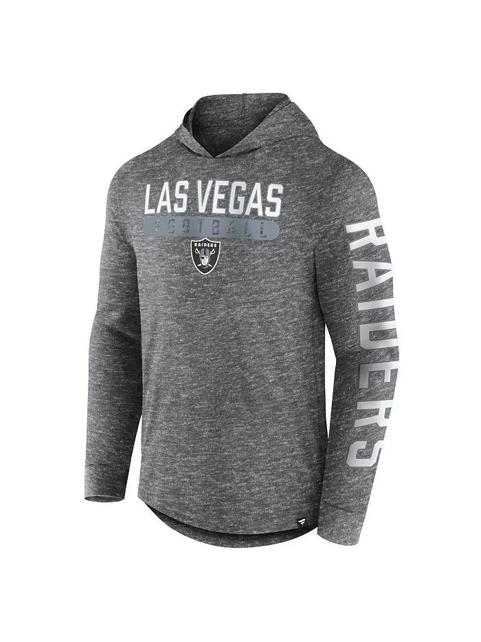 Мужская футболка с капюшоном с длинными рукавами и логотипом Heather Charcoal Las Vegas Raiders — изображение 2 из 3