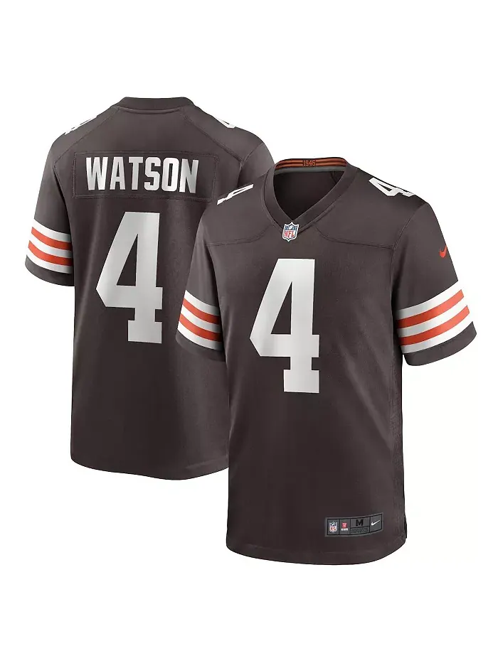Мужская игровая футболка Cleveland Browns цвета коричневый Deshaun Watson Nike — изображение 1 из 3