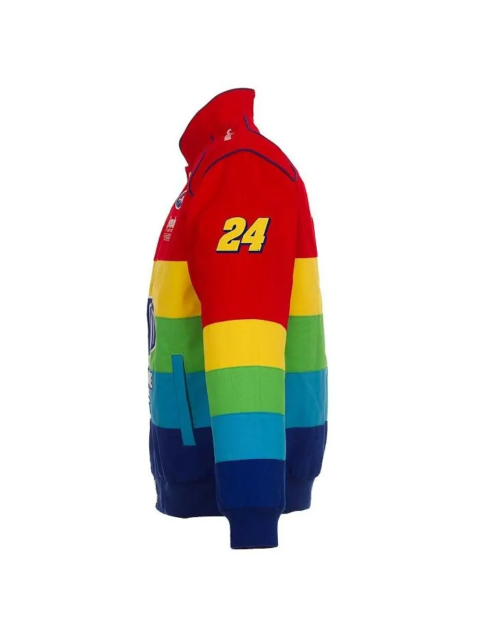 Мужская красно-синяя саржевая куртка с застежкой на пуговицы Jeff Gordon Uniform JH Design — изображение 3 из 4