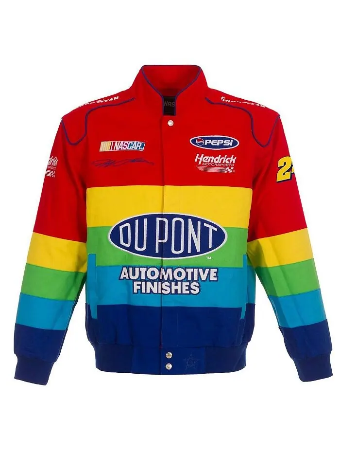 Мужская красно-синяя саржевая куртка с застежкой на пуговицы Jeff Gordon Uniform JH Design — изображение 4 из 4