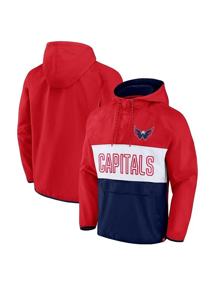 Мужской фирменный красно-темно-синий анорак с капюшоном Washington Capitals Backhand Shooter