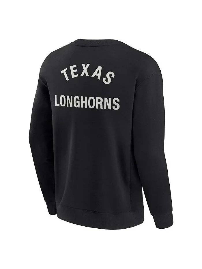 Мужской и женский черный супермягкий пуловер Texas Longhorns с круглым вырезом и свитшотом Fanatics — изображение 3 из 3