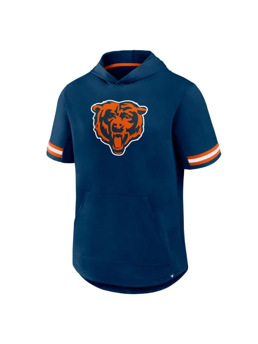 Футболка с капюшоном и коротким рукавом Chicago Bears Optimal Play Fanatics — изображение 2 из 5, темно-синий оранжевый