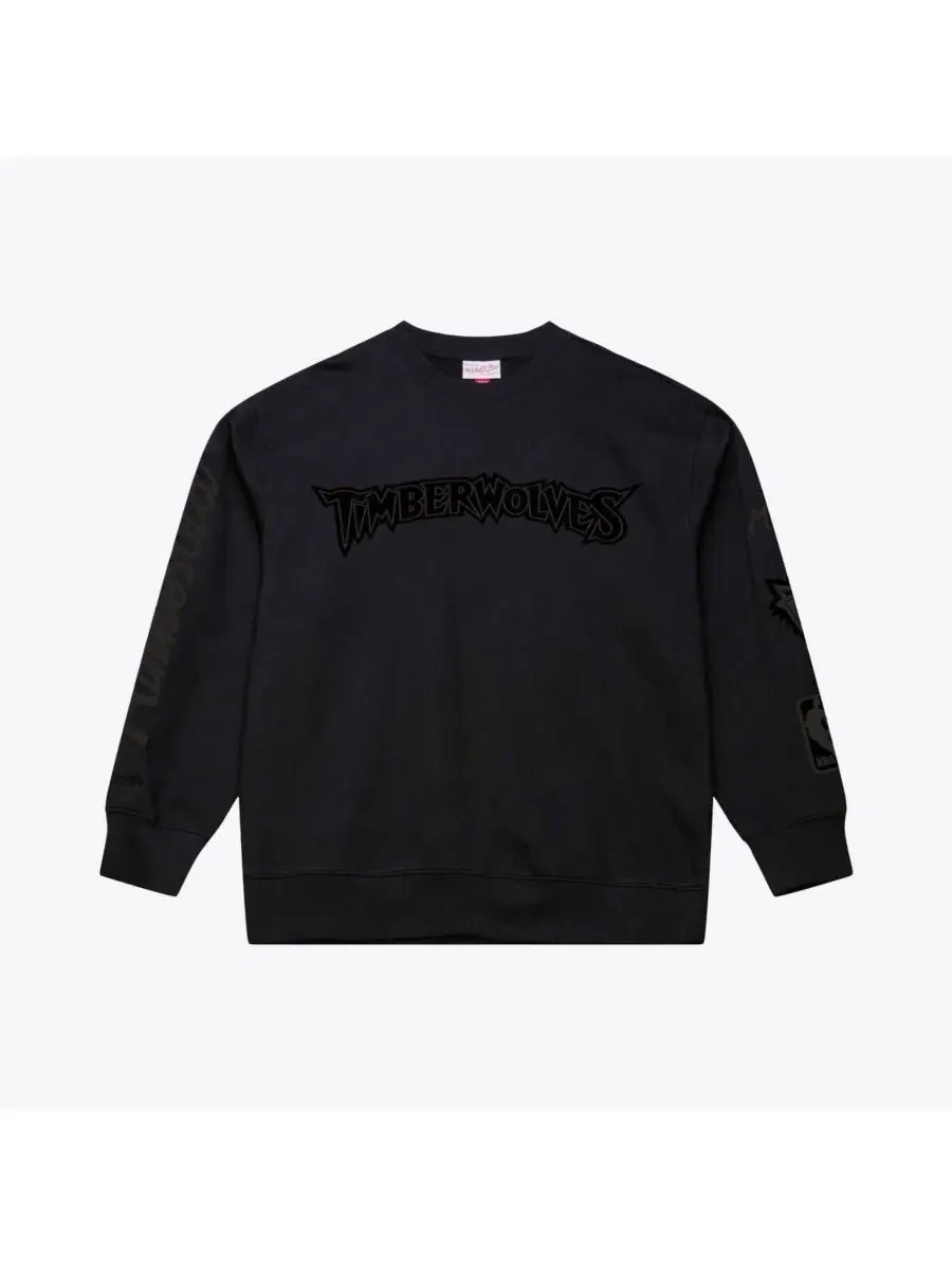 Свитшот Phantom Fleece с вышивкой Minnesota Timberwolves Mitchell & Ness — изображение 2 из 3, черный