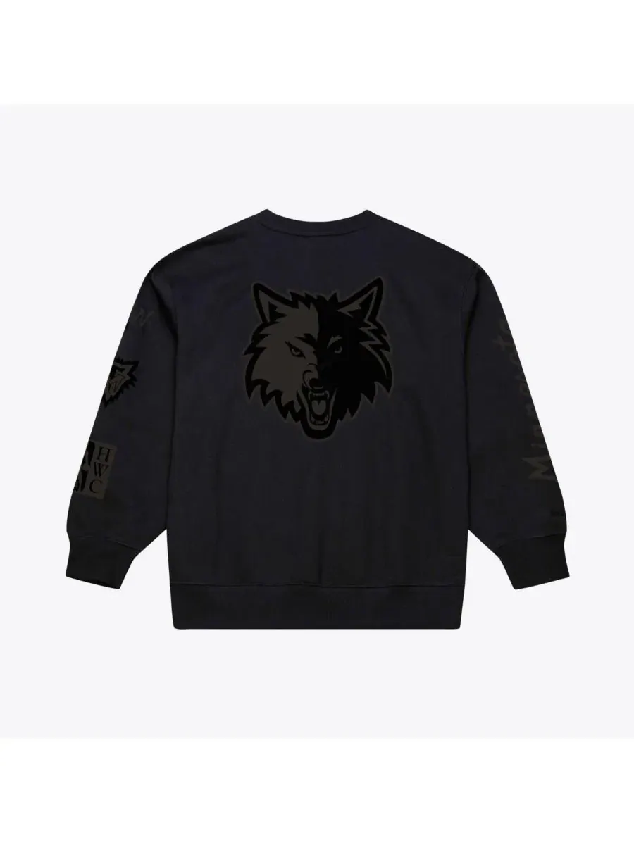 Свитшот Phantom Fleece с вышивкой Minnesota Timberwolves Mitchell & Ness — изображение 3 из 3, черный
