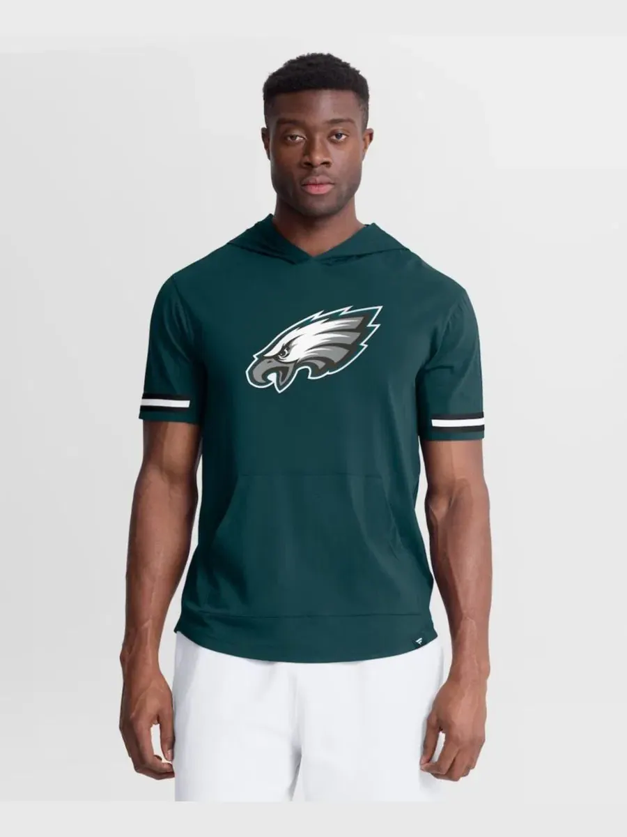 Футболка с капюшоном с коротким рукавом с принтом команды Philadelphia Eagles Optimal Play Fanatics