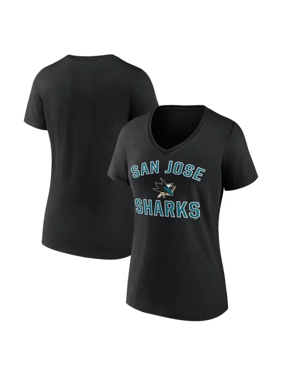 Футболка с V-образным вырезом San Jose Sharks Arch Victory Logo Athletic