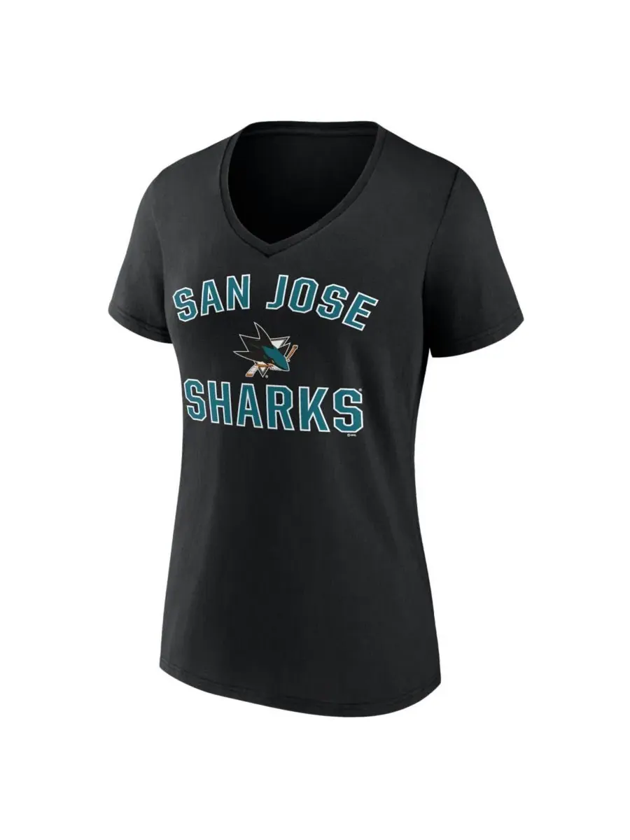 Футболка с V-образным вырезом San Jose Sharks Arch Victory Logo Athletic — изображение 2 из 3, черный