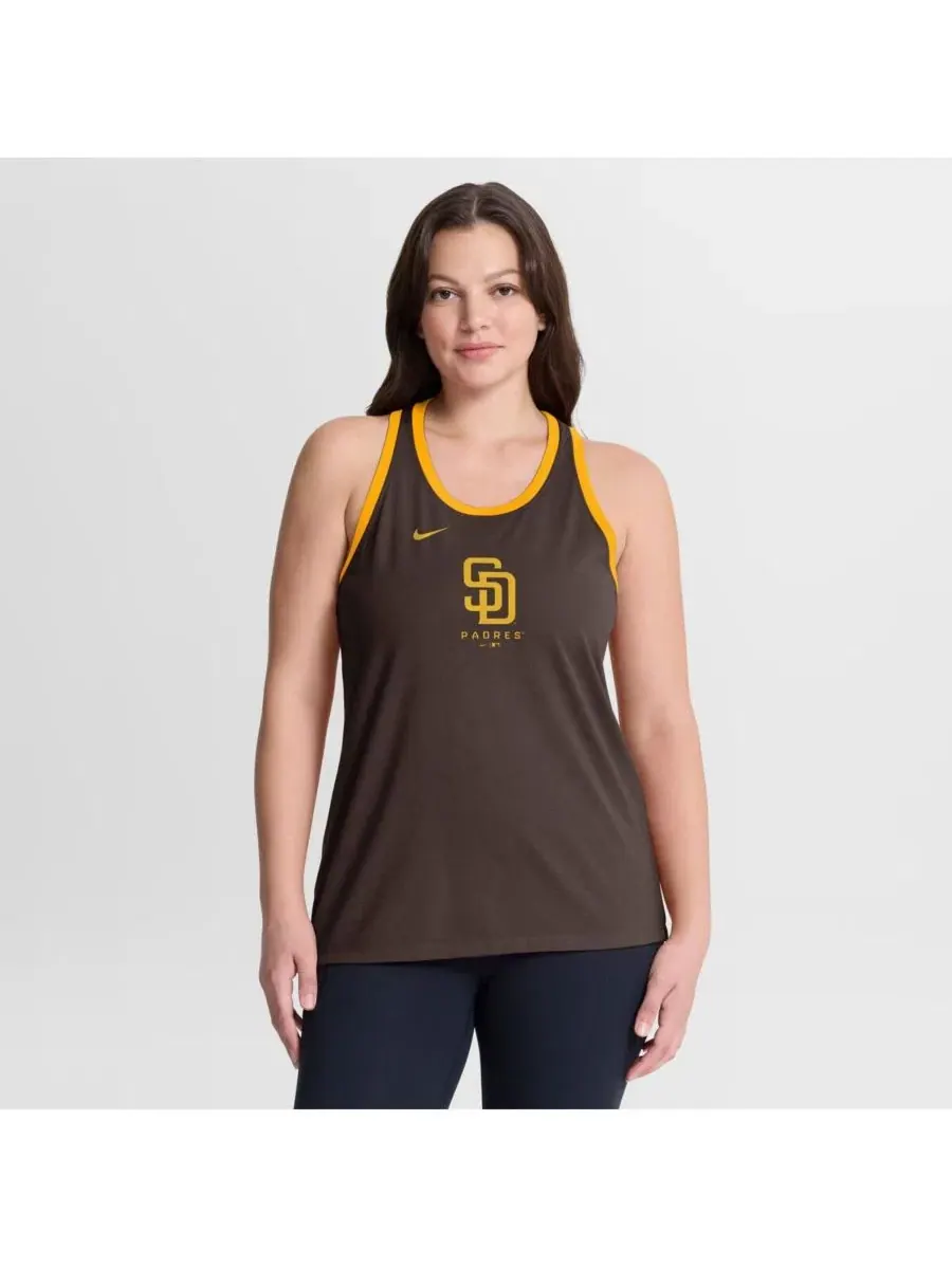 Женский топ-безрукавка с принтом San Diego Padres Tri-Blend Dri-FIT Racerback Tank Top Nike