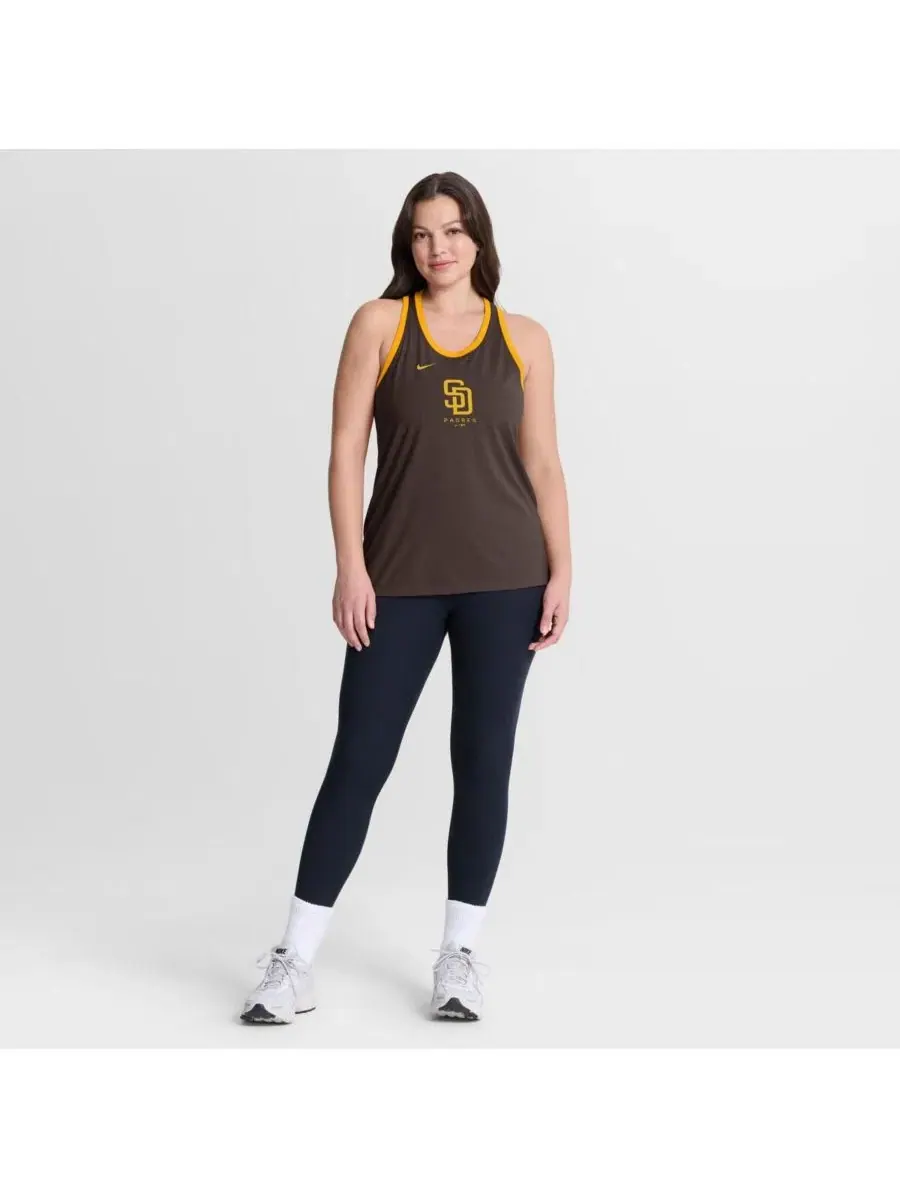 Женский топ-безрукавка с принтом San Diego Padres Tri-Blend Dri-FIT Racerback Tank Top Nike — изображение 3 из 4, коричневый