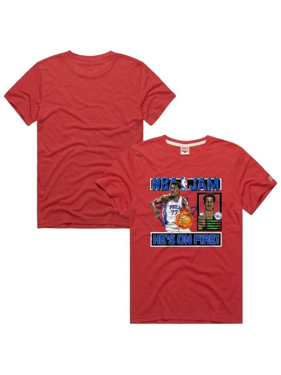 Футболка с принтом VJ Edgecombe Red Philadelphia 76ers NBA Jam Homage