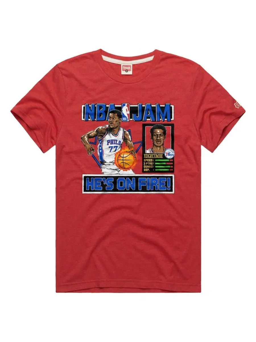 Футболка с принтом VJ Edgecombe Red Philadelphia 76ers NBA Jam Homage — изображение 3 из 3, красный