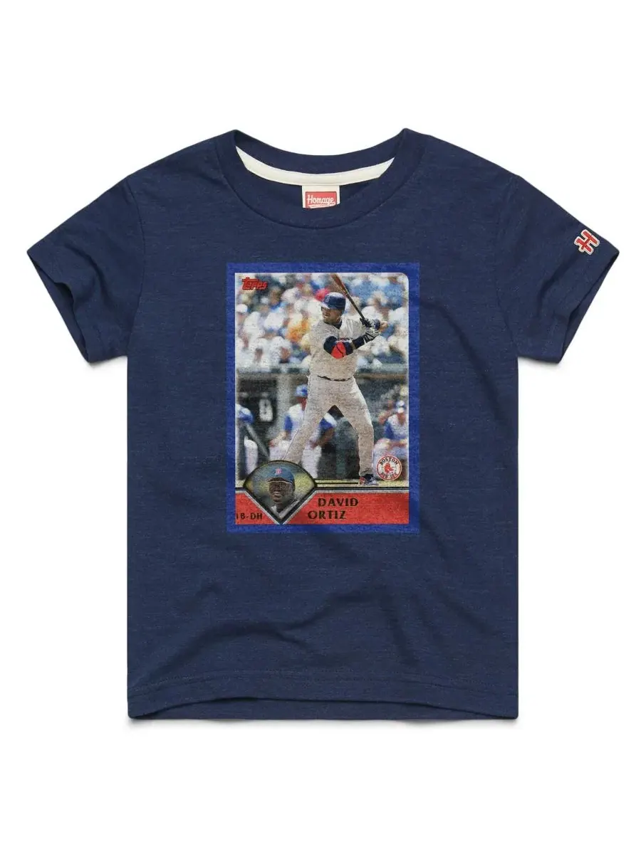 Футболка с принтом David Ortiz Navy Boston Red Sox Topps Baseball Card Tri-Blend T-Shirt Homage