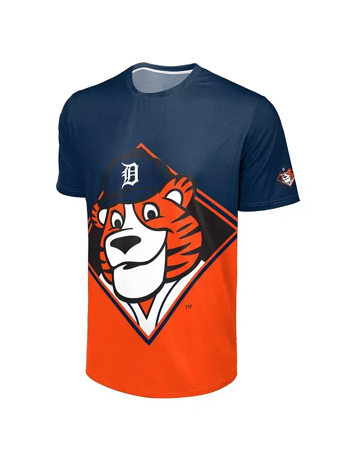 Мужская футболка Detroit Tigers Big Logo Mascot в цвете Navy/Orange FOCO — изображение 2 из 5