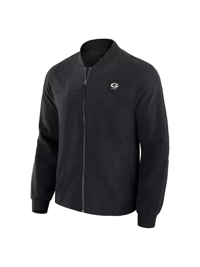 Мужская черная куртка Green Bay Packers Lightweight Cover-4 Tri-Blend Full-Zip J. Palmer — изображение 2 из 3